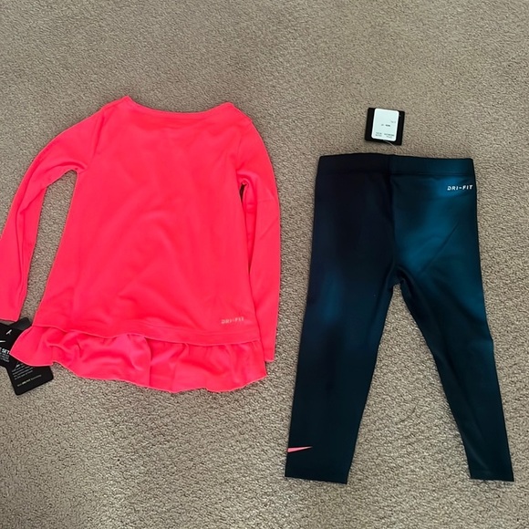 NWT Nike toddler girl outfi 2T pink purple two 2 piece LS long sleeve shirt pant - Picture 6 of 6
